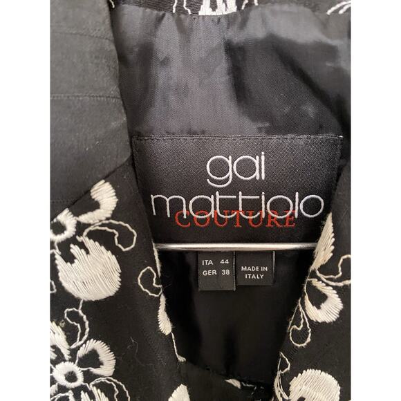 Gai Mattiolo Couture Black Embroidered Dress Blazer Suit Set Sz 44 Italy Runway - Picture 5 of 10